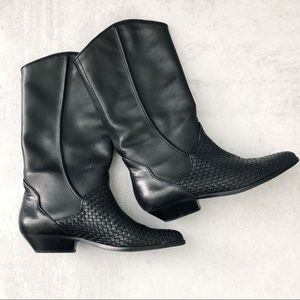 West 31st Halle Black Leather Cowgirl Boots